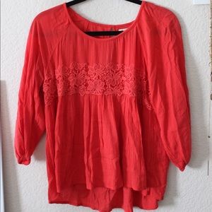 Red Loose Sleeved Blouse